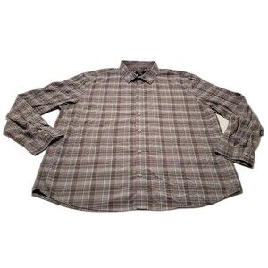 Calvin Klein CK Y2K Plaid Button Down Shirt Mens XL Gray Burgundy EUC